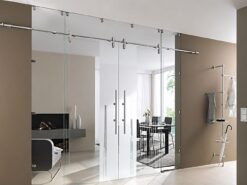 Kính cường lực mở trượt treo