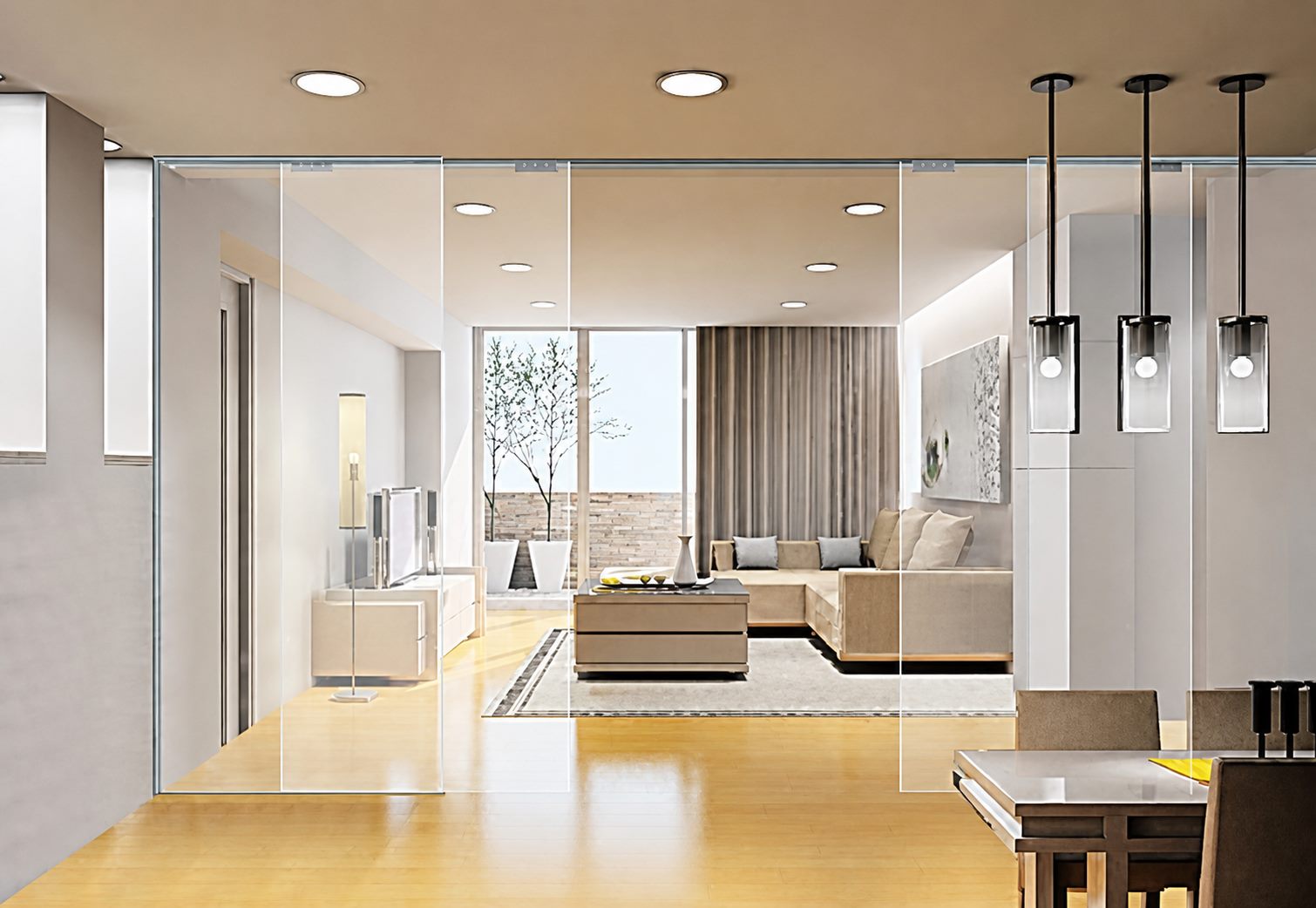 kính cường lực mở trượt lùa